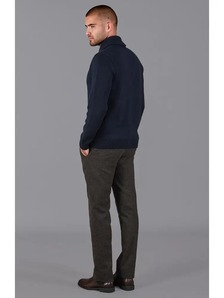 Faire,Paul James, Paul James Navy Mens Midweight Cotton Shawl Collar Cardigan, Blue, Small-41-TagS