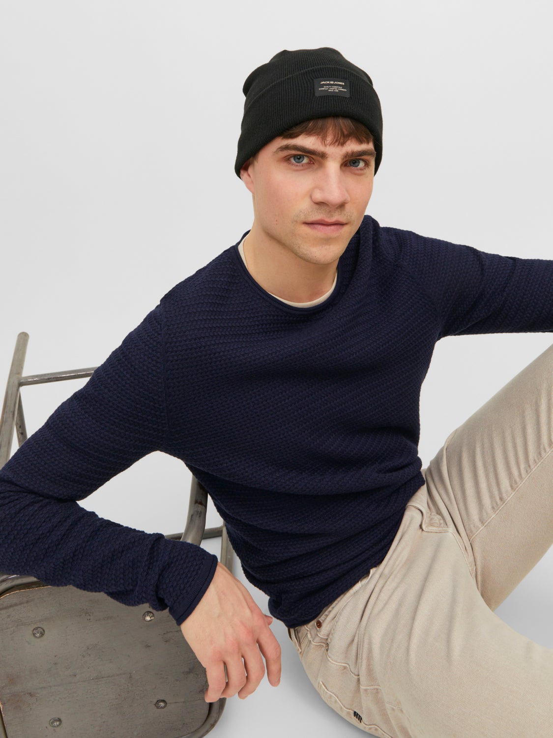 Wholesale,Jack & Jones, Jack & Jones Navy Knit Crew Neck Sweater, Blue, Large-42-TagL