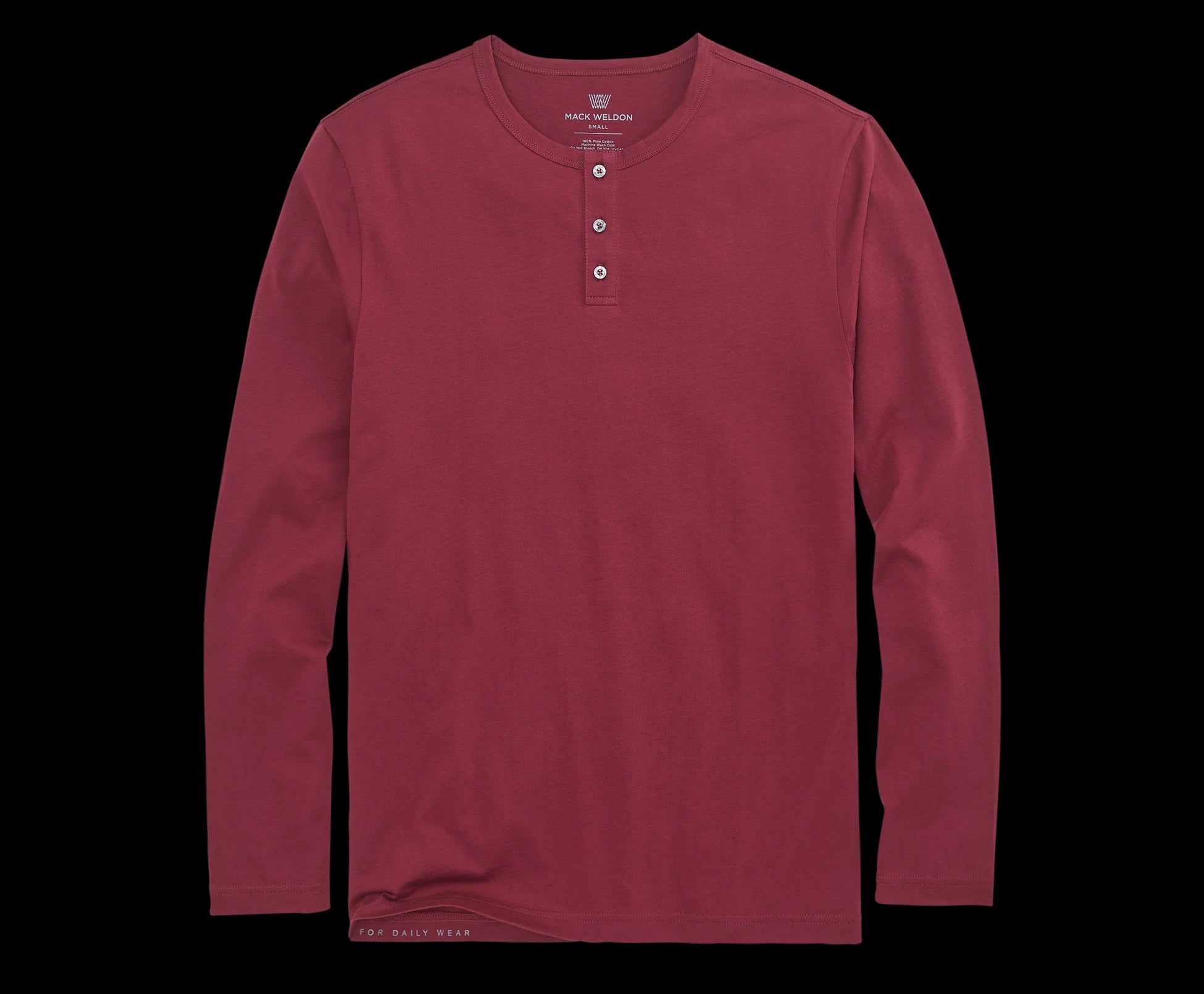 Wholesale,Mack Weldon, Mack Weldon Red Pima Long Sleeve Henley, Red, Extra Extra Large-46-TagXXL