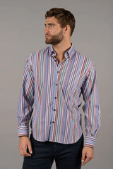 American Heritage White Multicolor Stripes 6-way Performance Stretch Shirt