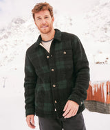 Marine Layer Green/Black Plaid Long Sleeve Sherpa Overshirt