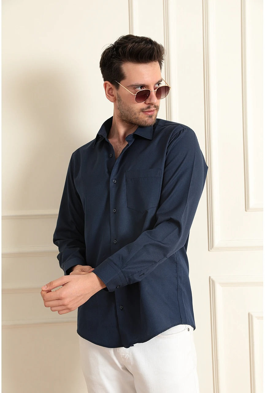 Wholesale,SCS, SCS Navy Blue Long Sleeve Classic Shirt, Blue, Medium-44-TagM