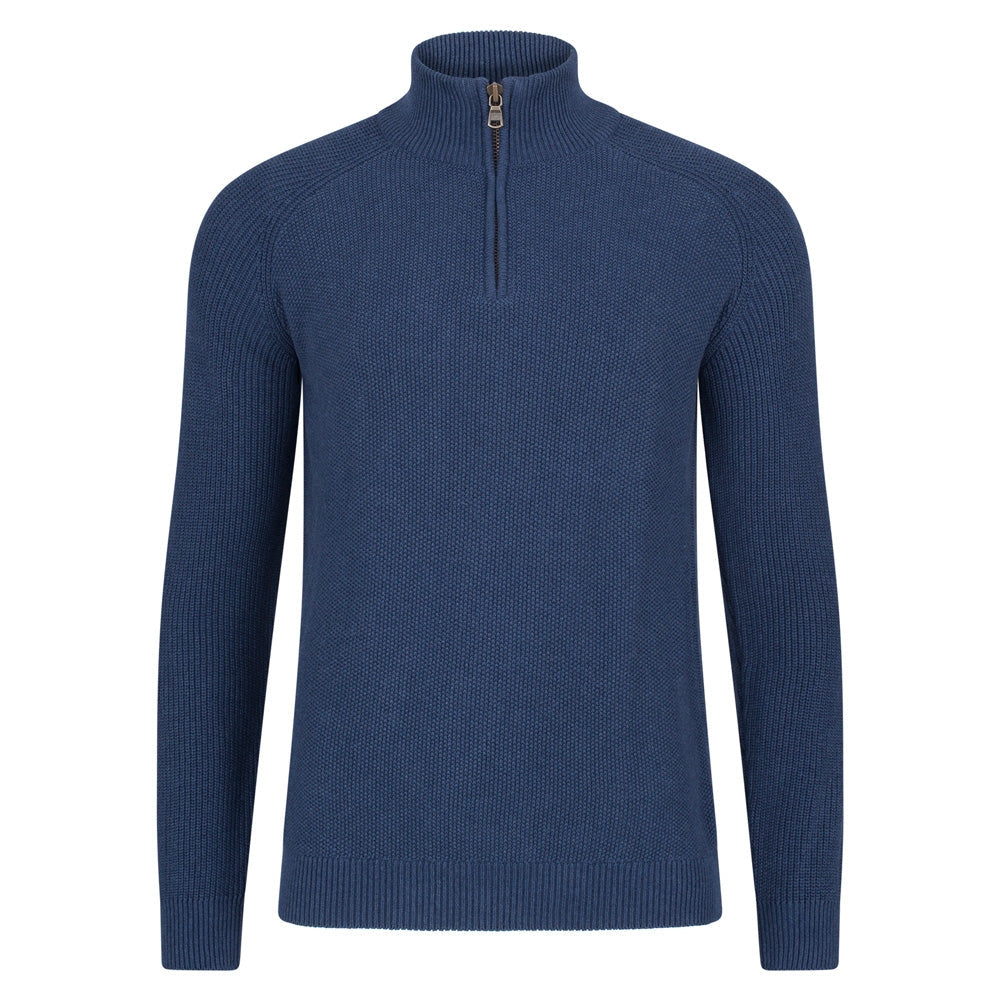 Faire,Paul James, Paul James Blue Midweight Half Zip Textured Pullover Sweater, Blue, Large-43-