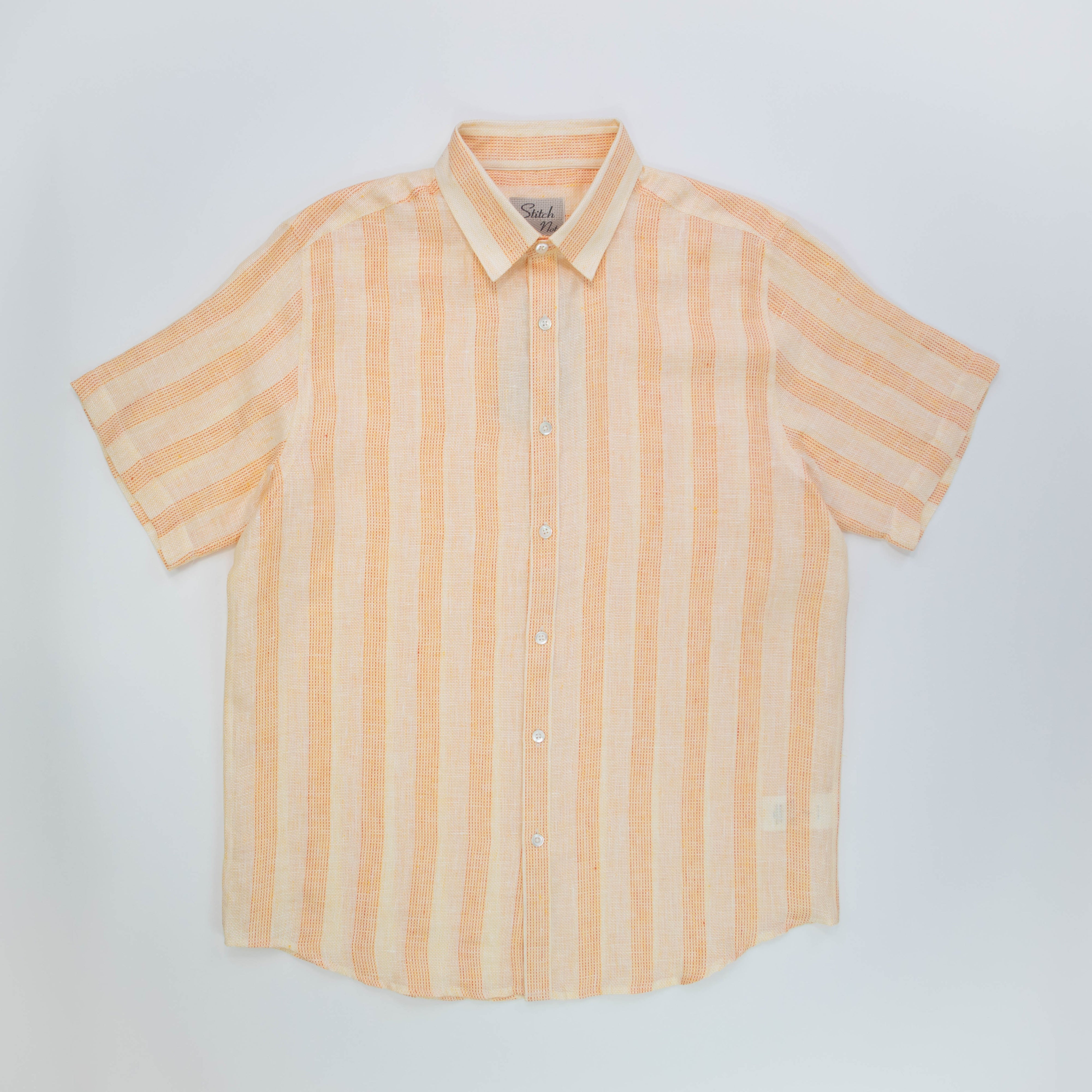 Brand Partner,Stitch Note, Stitch Note Orange Yarn Dyed Stripe The Redford Wide Interwoven Shirt, Orange, Large-45-TagLExtra Large-47-TagXLExtra Extra Large-49-TagXXLMedium-43-TagMSmall-41-TagS