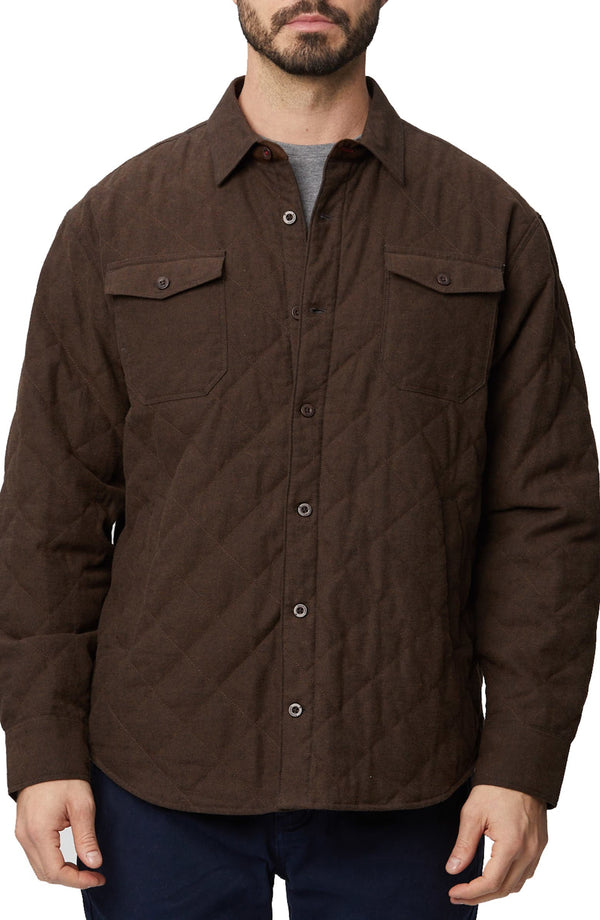 RAINFOREST Brown Quilted Brushed Twill Shirt Jacket