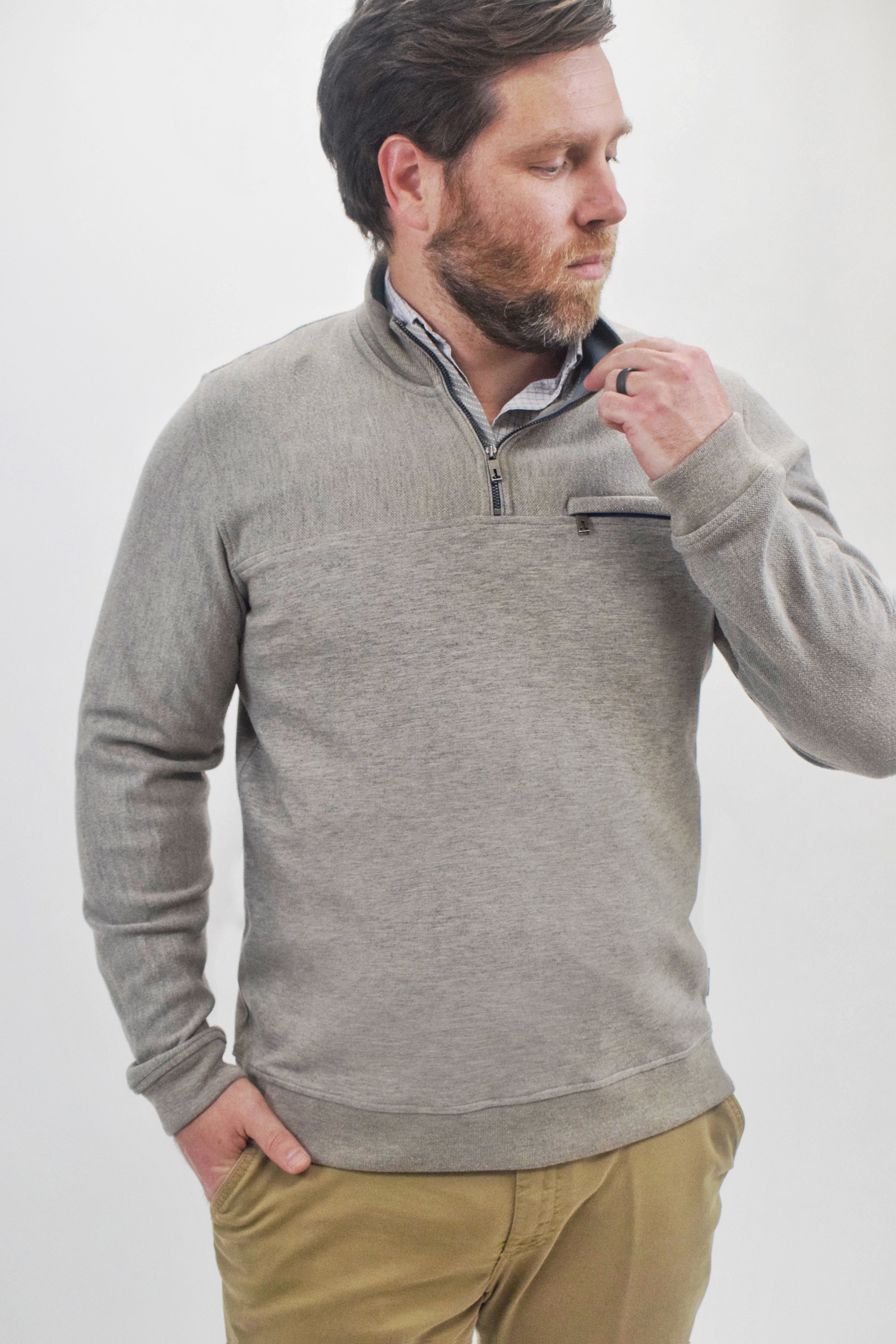 The RealReal,Ted Baker, Ted Baker Taupe Half Zip Mock Neck Sweatshirt, Tan, Large-47-TagL