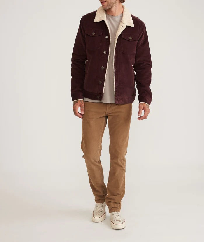 Marine Layer Brown Corduroy Boise Cord Sherpa Trucker Jacket