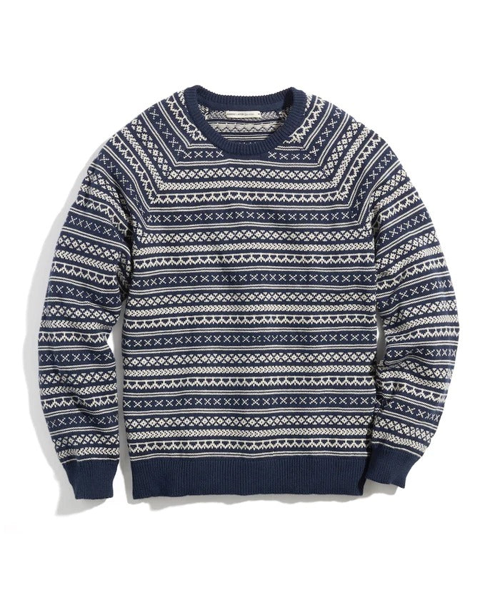 Wholesale,Marine Layer, Marine Layer Navy/Cream Re-spun Pattern Sweater, Black, Medium-43-TagM