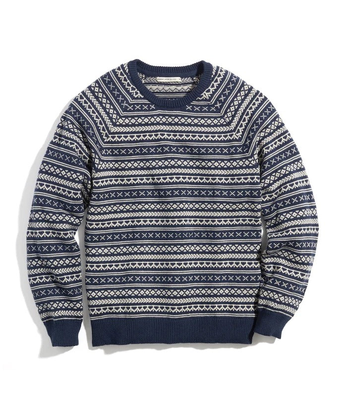 Marine Layer Navy/Cream Re-spun Pattern Sweater