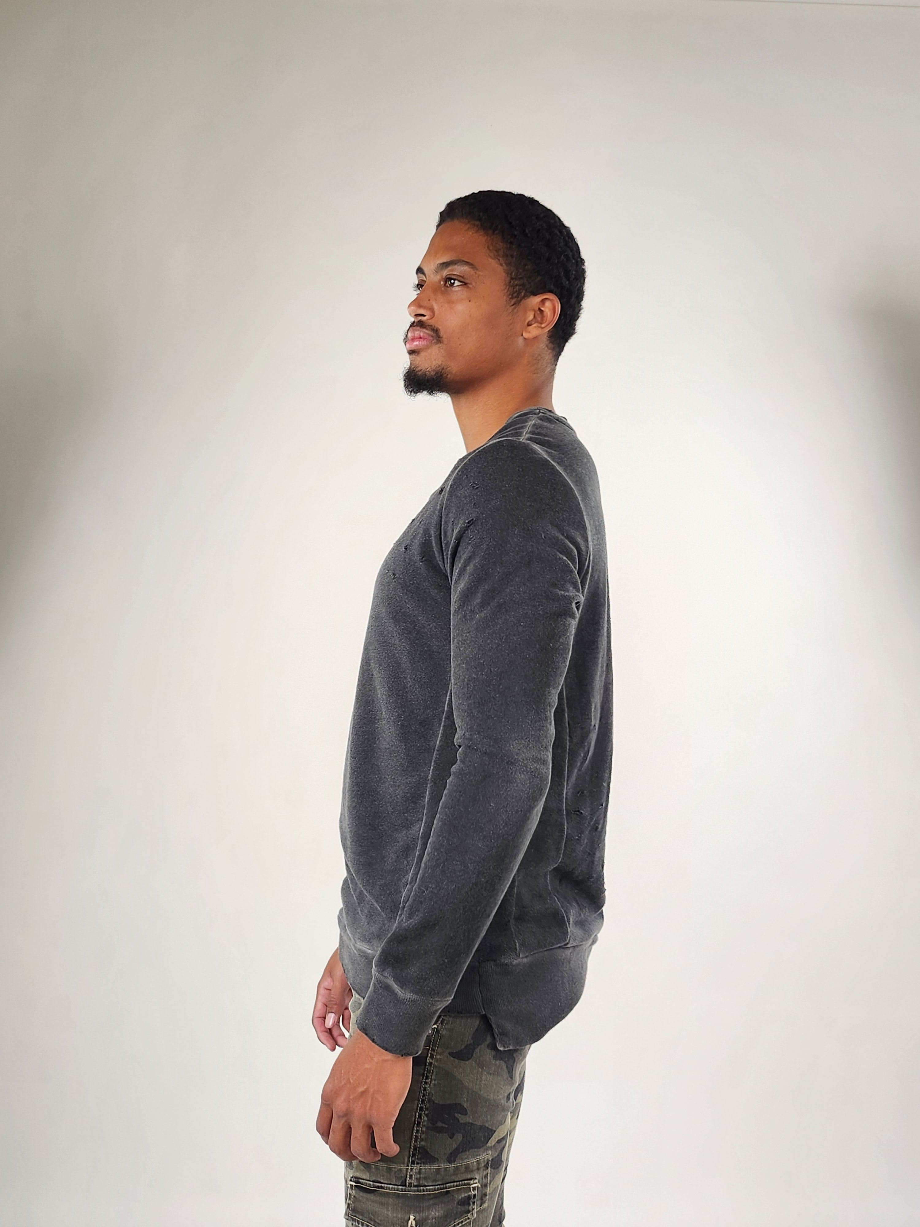 Wholesale,Reesedeluca, Reese De Luca Dark Gray Long Sleeve T-Shirt, Grey, Medium-42-TagM