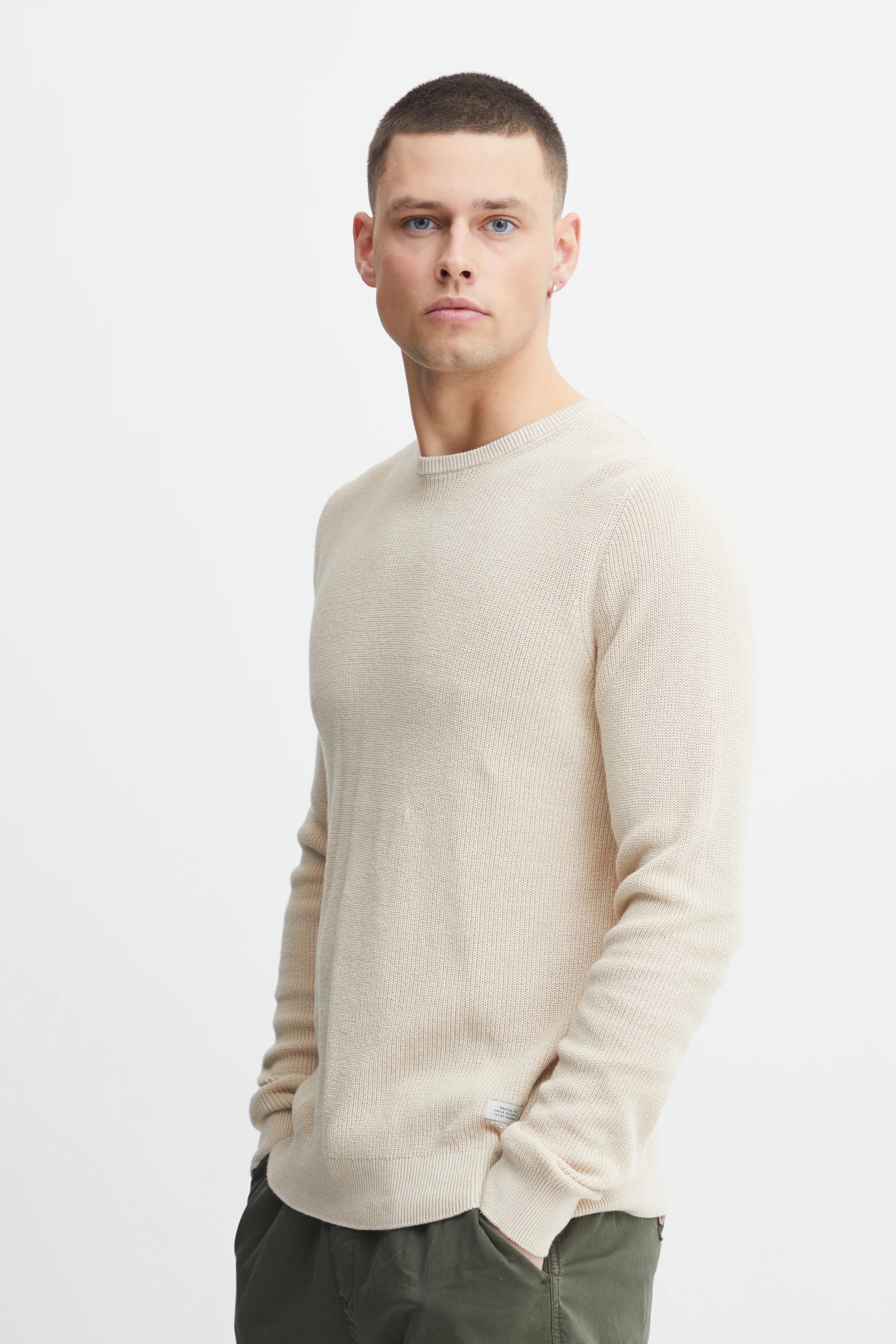 Other,Blend, Blend Cream Codford Knit Crewneck Sweater, Cream, Small-40-TagM