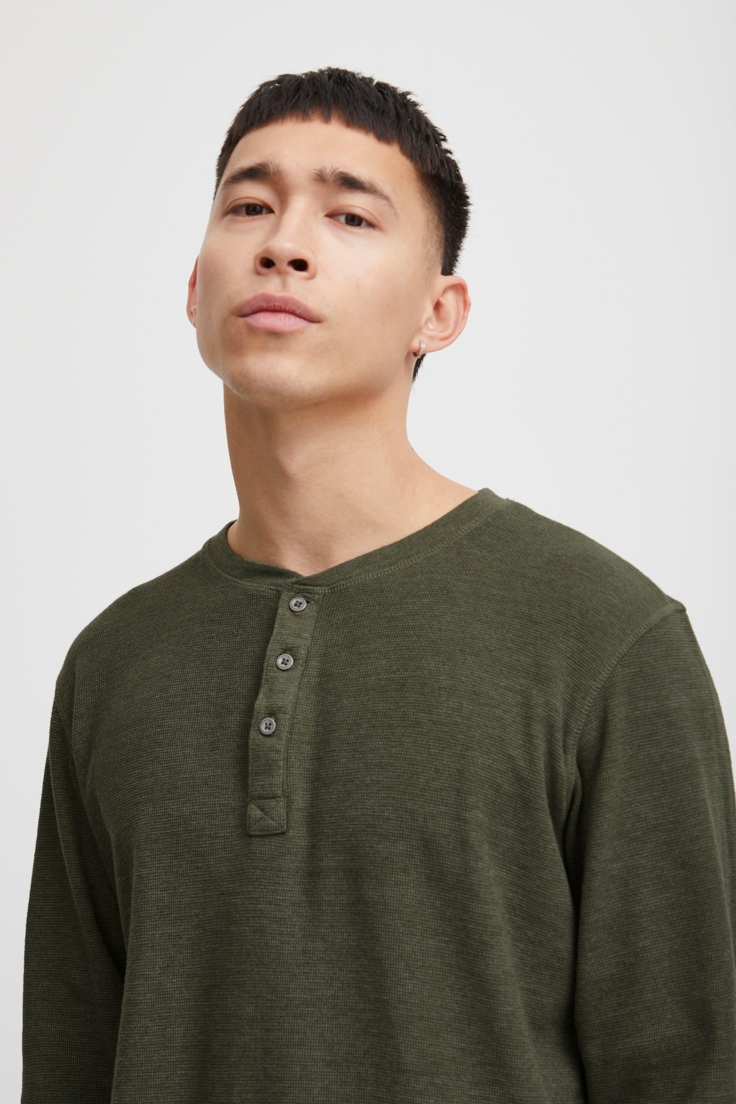 Other,Blend, Blend Dusty Olive Long Sleeve Henley, Green, Medium-42-TagM