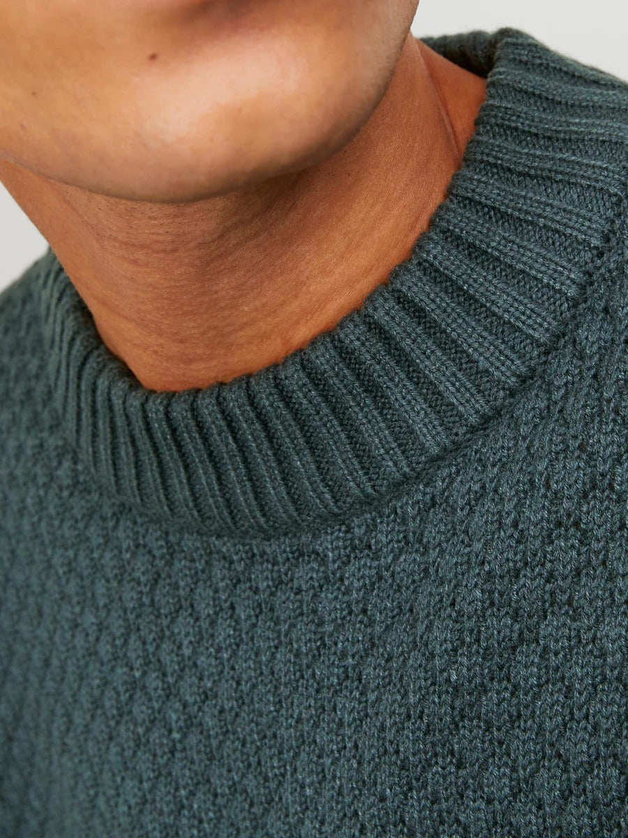 Wholesale,Jack & Jones, Jack & Jones Forest Green Knit Crewneck Sweater, Green, Medium-42-TagM