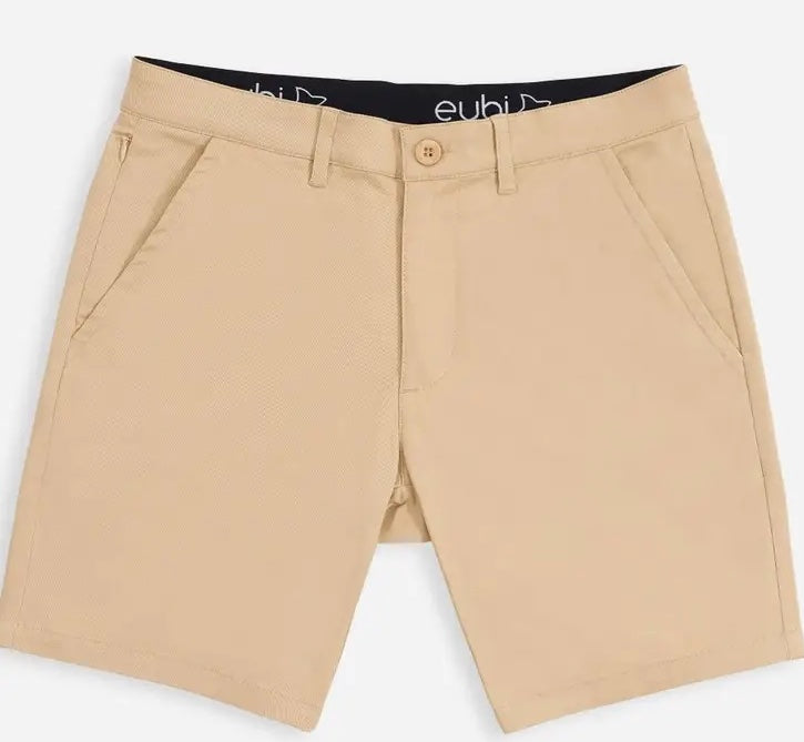 Faire,Eubi, Eubi Khaki Brown Air Chino Shorts, Tan, 32W-7L-TagM