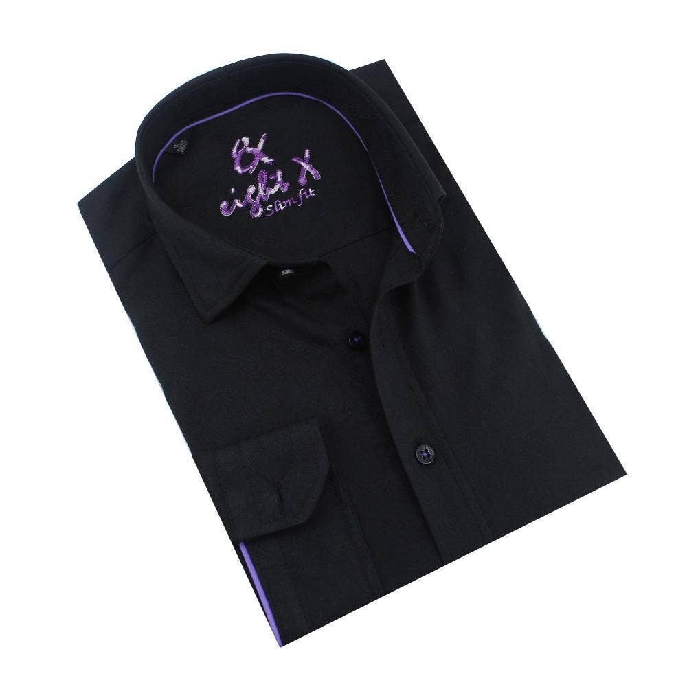 Faire,Eight X, Eight X Black Spiral Print Button Up, Black, Small-40-TagM