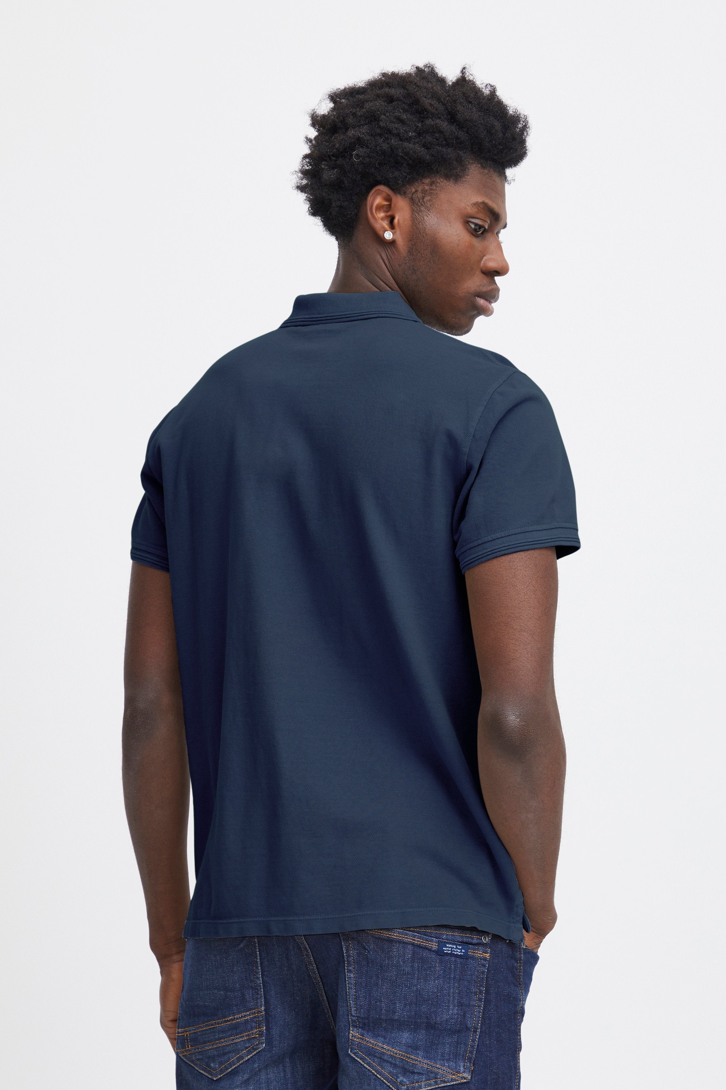 Wholesale,Blend, Blend Navy Short Sleeve Polo, Blue, Large-44-TagL