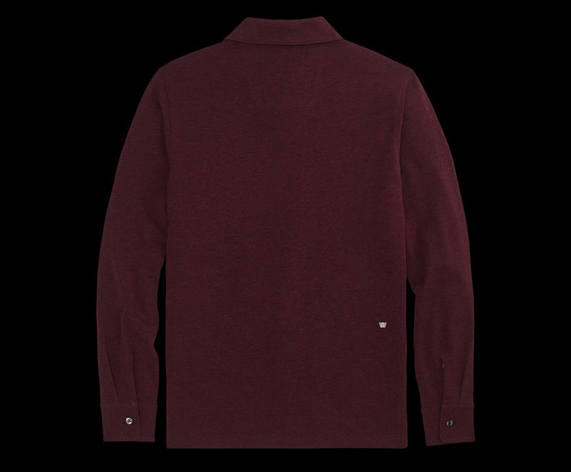 Mack Weldon Maroon Heather Silver Long Sleeve Polo