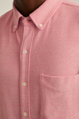 Bonobos Spiced Coral Slim Short Sleeve Knit Oxford Shirt
