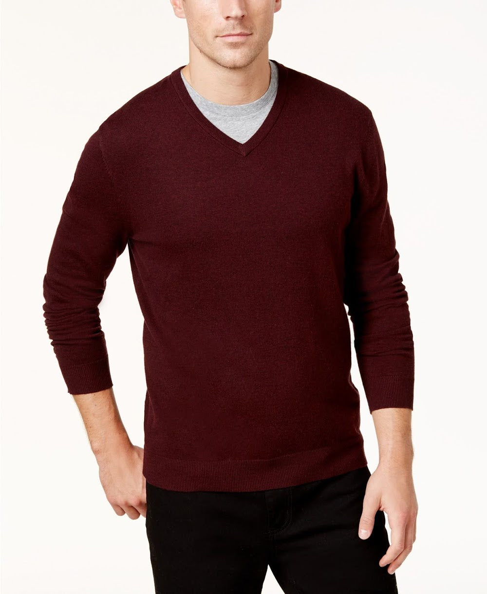 Macys,Alfani, Alfani Port V-Neck Sweater, Red, Medium-38-TagM