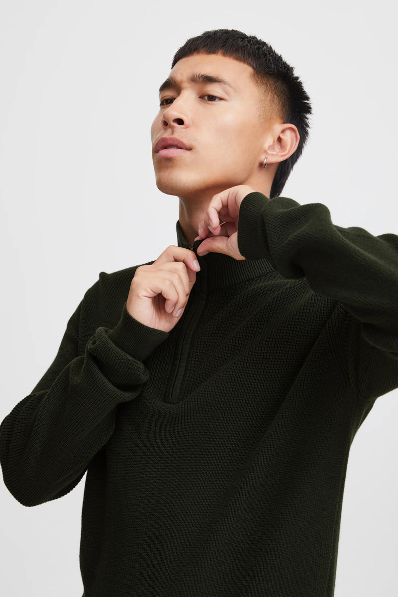 Blend Dark Green Codford Half Zip Pullover