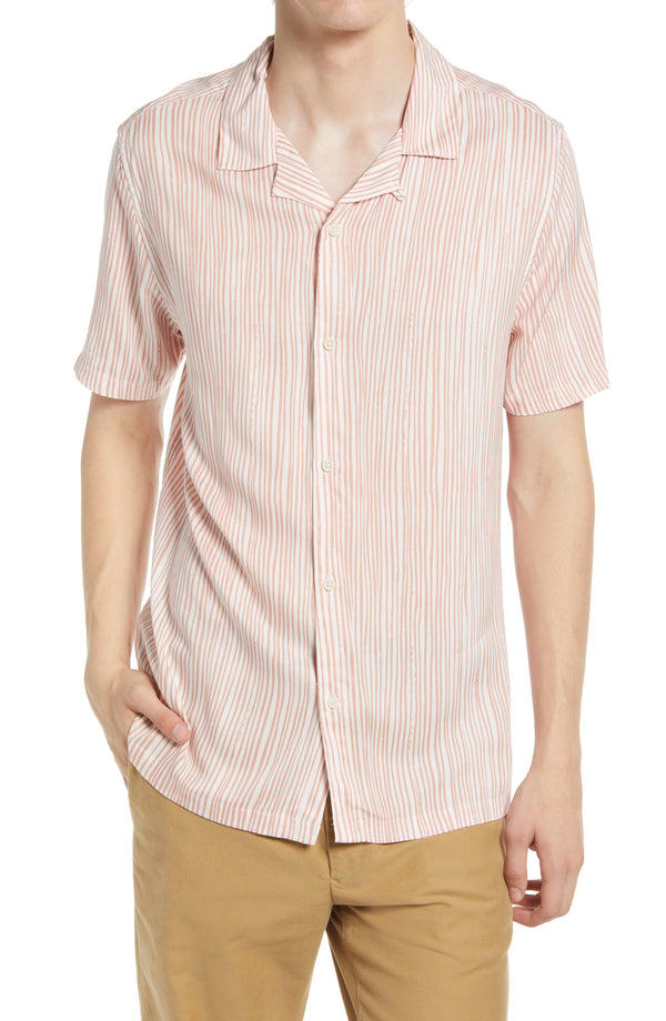 Topman Pink Painted Stripe Short Sleeve Shirt