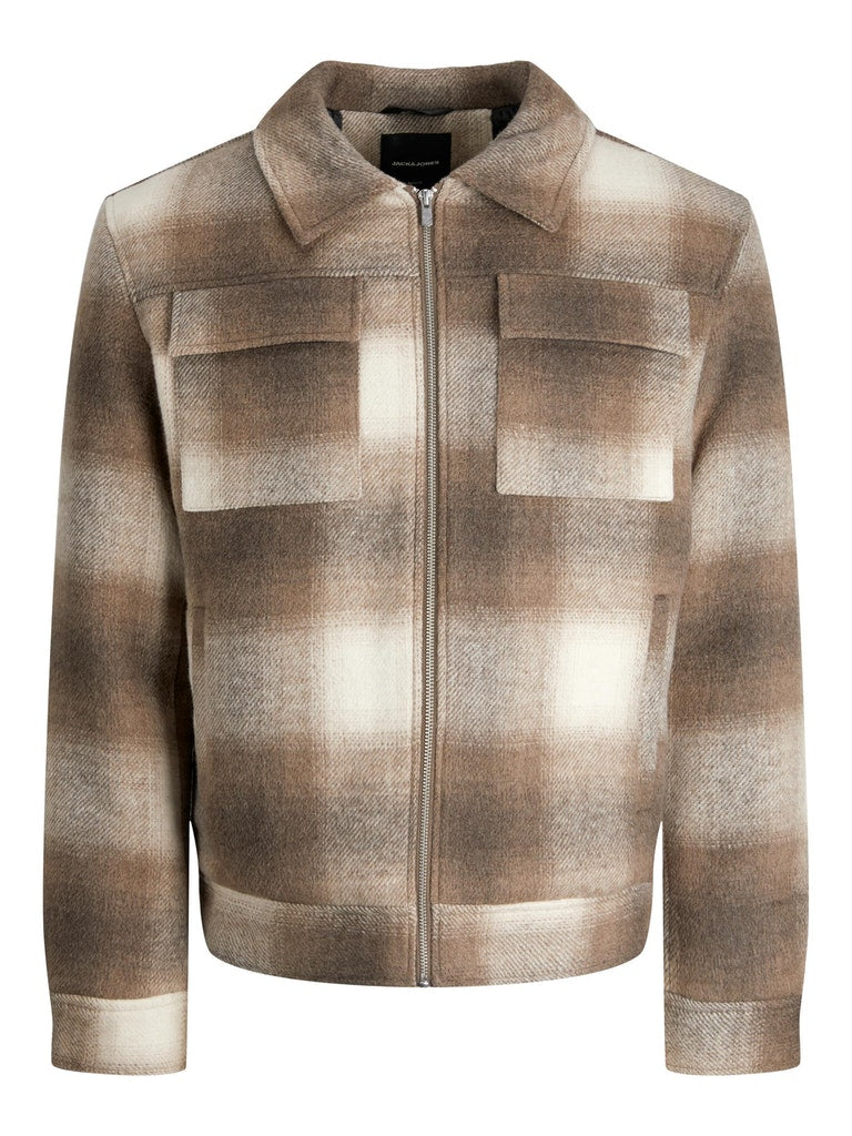 Wholesale,Jack & Jones, Jack & Jones Brown/Cream Plaid Wool Jacket, Brown, Extra Large-49-TagXL