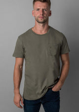 Acapella Military Green X Pocket Curved Hem Tee