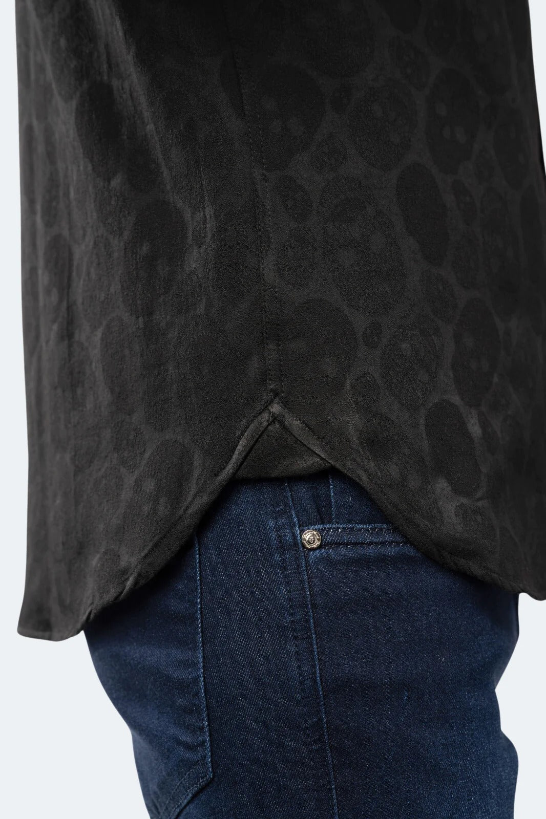 Wholesale,Luchiano Visconti, Luchiano Visconti Black Tonal Skull Print Long Sleeve Shirt, Black, Small-41-TagSMedium-43-TagMLarge-45-TagLExtra Large-48-TagXL