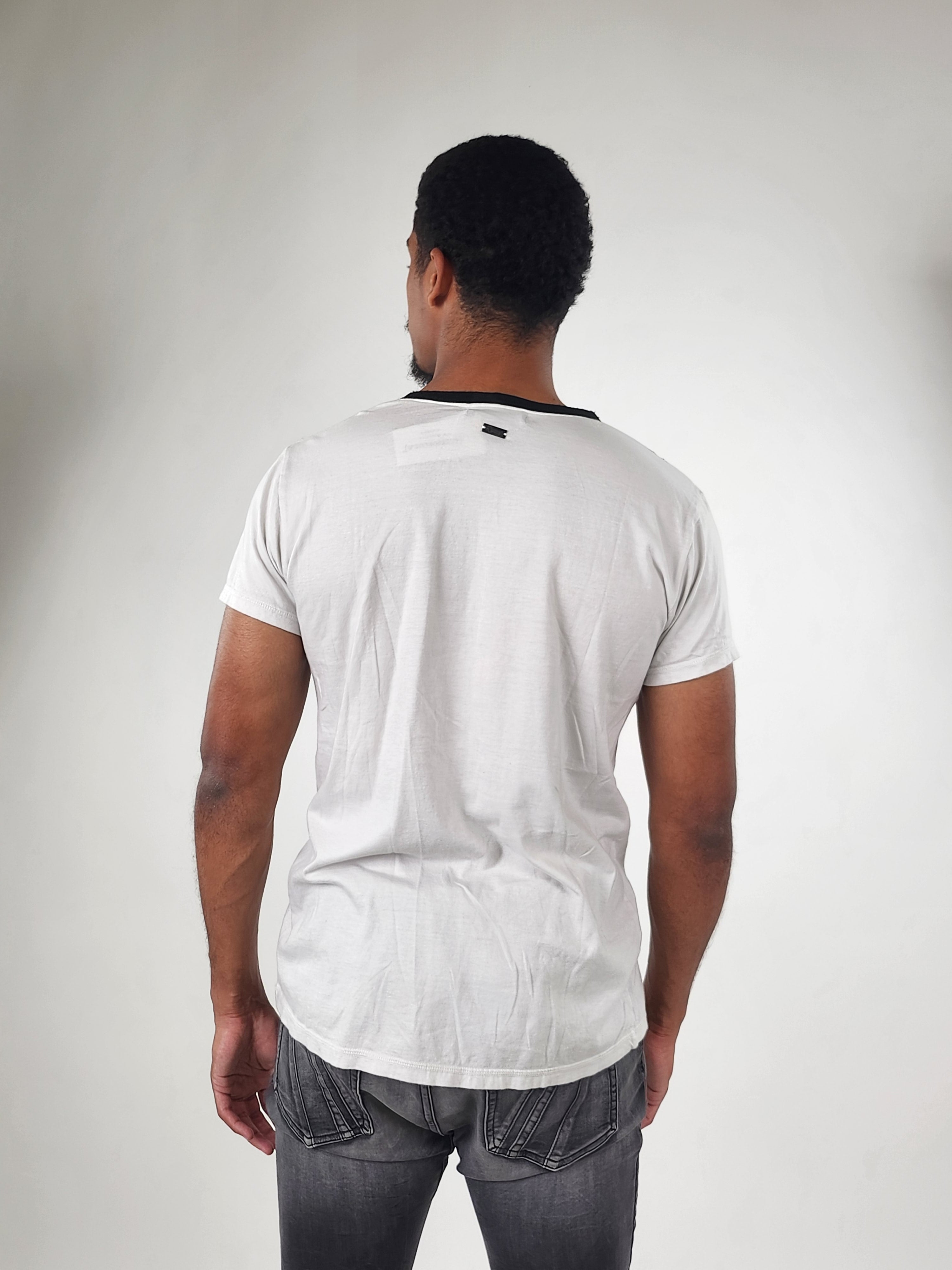 Wholesale,Reesedeluca, Reese De Luca White Short Sleeve T-Shirt with Black Rib Contrast, Unknown, Unknown