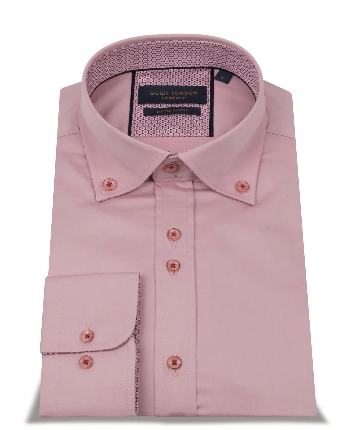 Faire,Guide London, Guide London Pink Satin Long Sleeve Button Up Shirt, Pink, Large-45-TagL