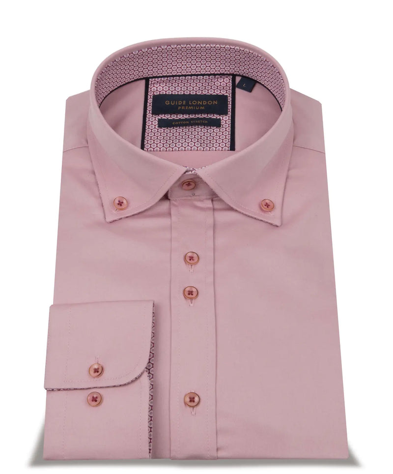 Guide London Pink Satin Long Sleeve Button Up Shirt