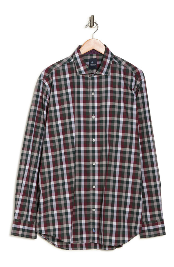 TailorByrd Green and Red Plaid Button-up Shirt