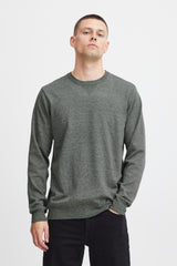 Blend Dark Green Knit Relaxed Crewneck Sweater