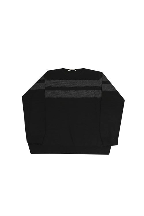 Jakamen Black/Charcoal Textured Stripe Sweater