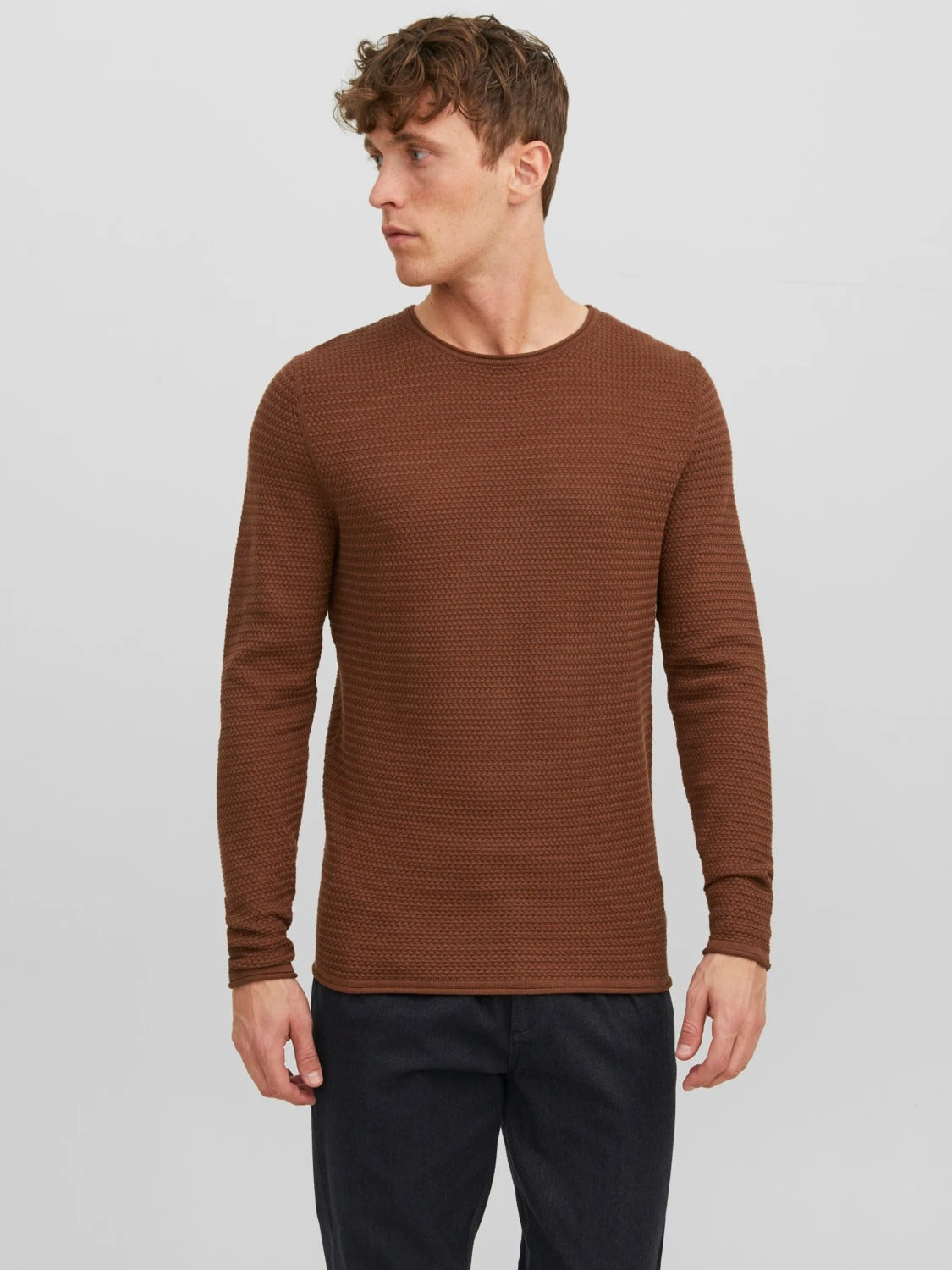 Brand Partner,Modern Liberation, Jack & Jones Brown Knit Crew Neck Pullover, Brown, Extra Extra Large-47-TagXXLExtra Large-46-TagXLExtra Large-45-TagXLLarge-42-TagLMedium-41-TagMExtra Small-36-TagS