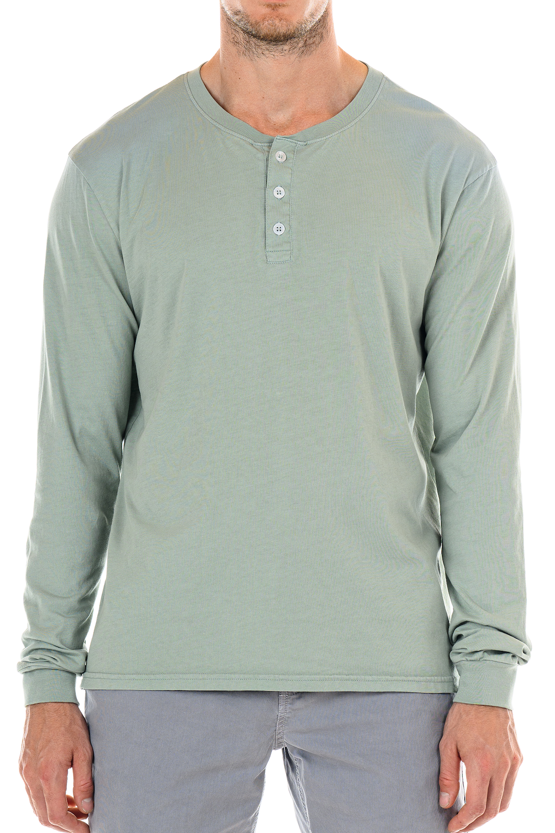 Wholesale,Original Paperbacks, Original Paperbacks Light Green Long Sleeve Henley, Green, Extra Extra Large-47-TagXXL