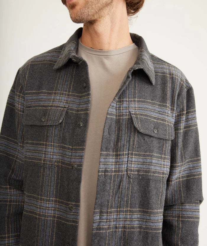 Wholesale,Marine Layer, Marine Layer Grey Plaid Long Sleeve Signature Lined Camping Shirt, Grey, Large-48-TagL