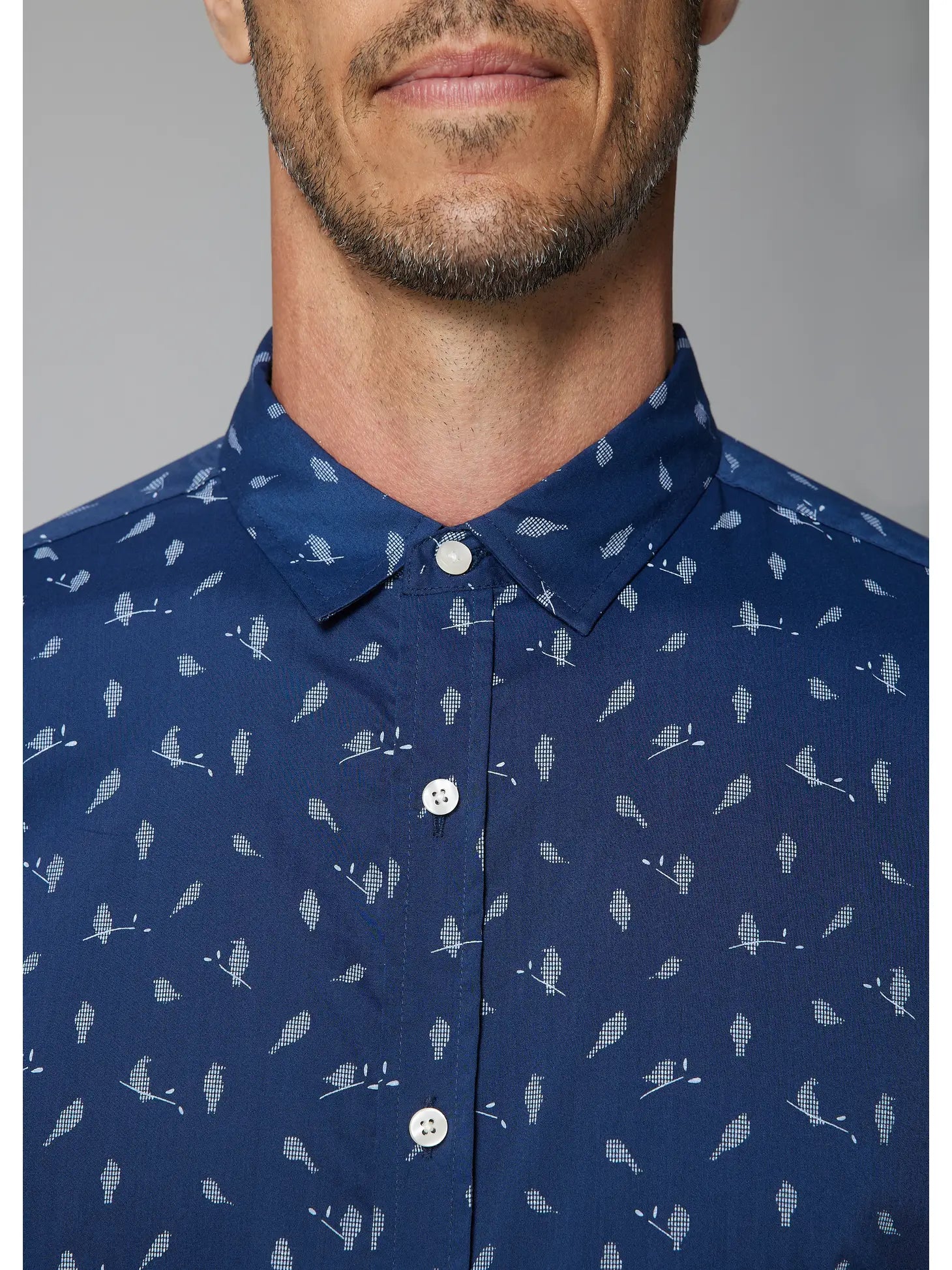 Faire,Julian & Mark, Julian & Mark Navy Blue Bird Print Long Sleeve Button Up Shirt, Blue, Extra Extra Large-55-TagXXL