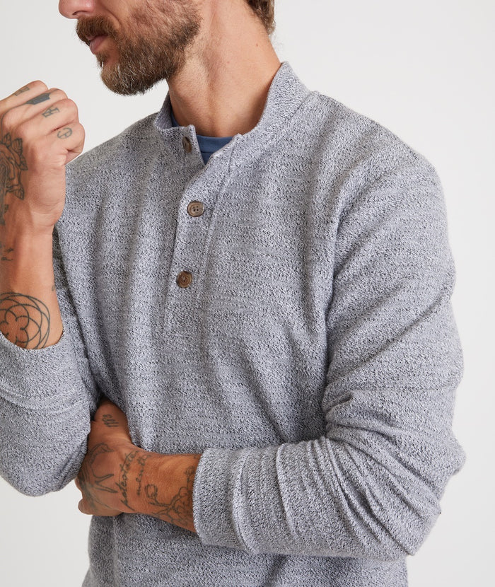 Wholesale,Marine Layer, Marine Layer Grey Textured 1/4 Button Pullover, Grey, Medium-42-TagM