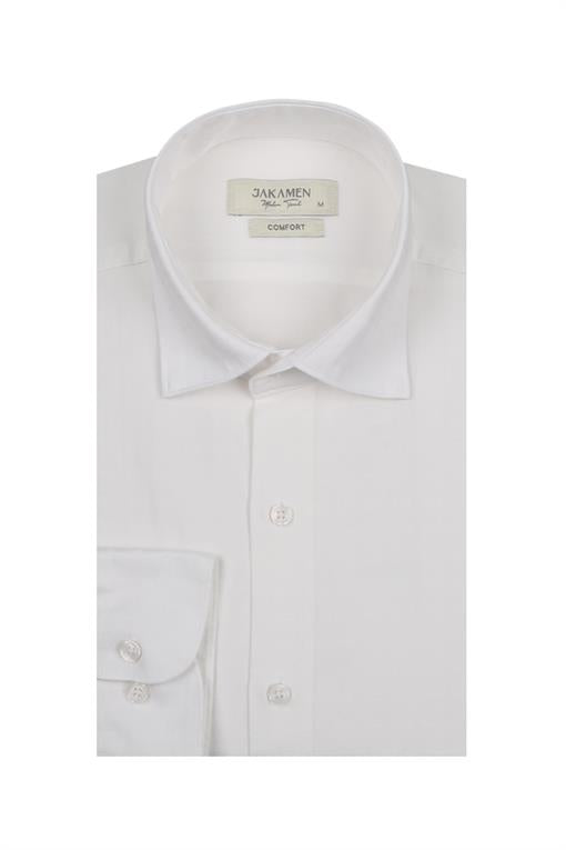 Wholesale,Jakamen, Jakamen White Textured Long Sleeve Button Up Shirt, White, Small-41-TagM