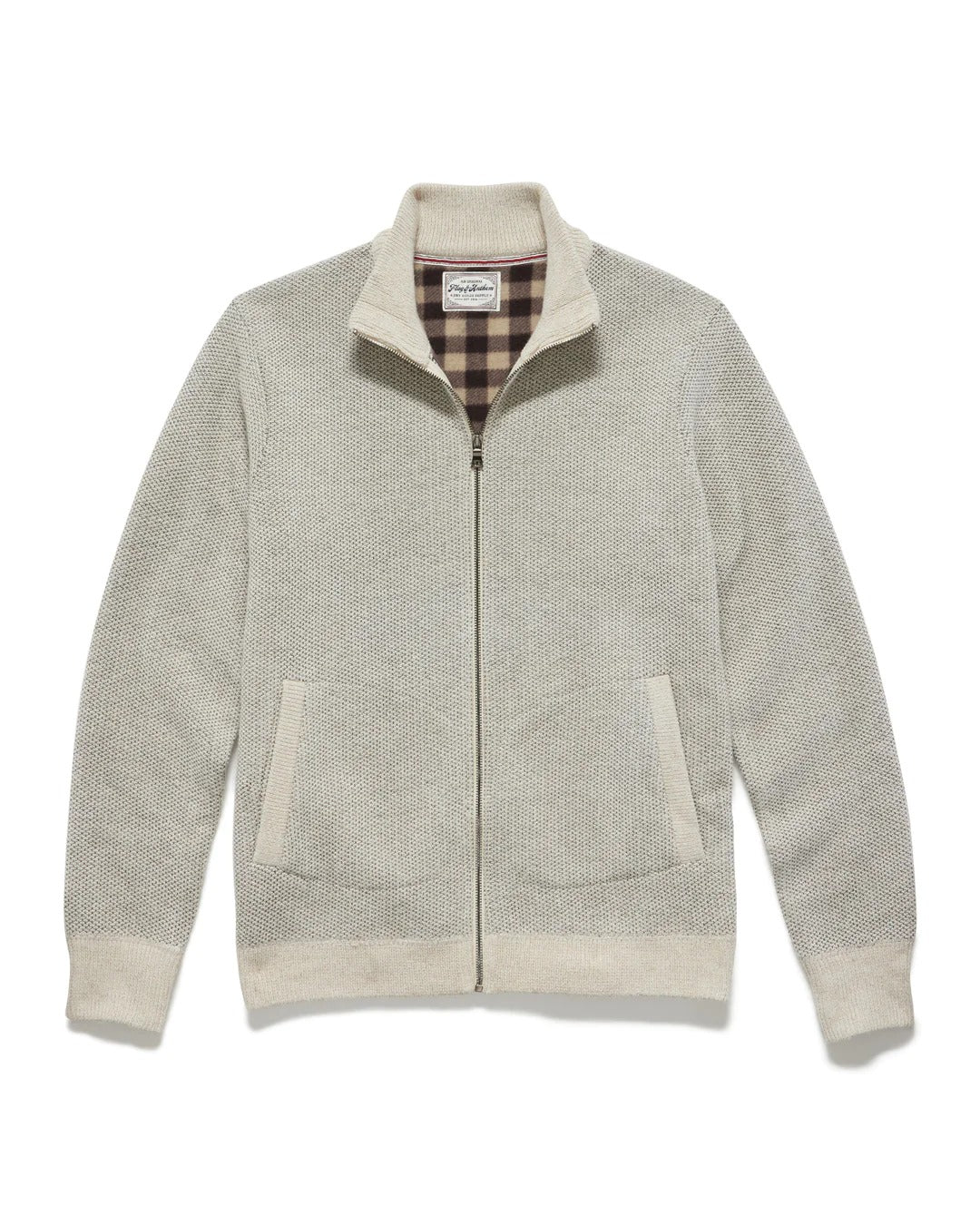 Wholesale,Flag & Anthem, Flag and Anthem Heather Oatmeal/Grey Full-Zip Fleece Lined Sweater, Tan, Extra Large-50-TagXL