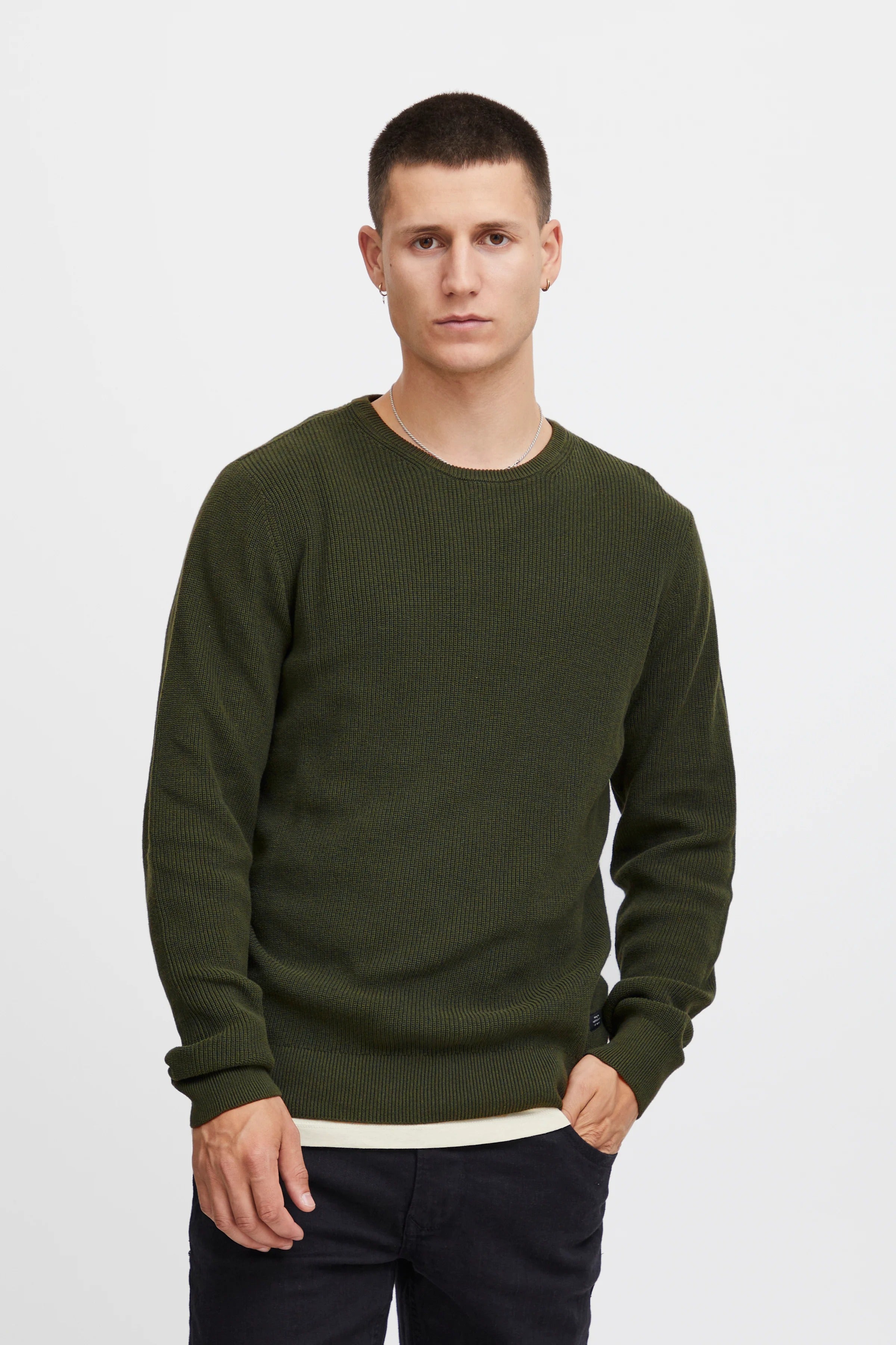 Other,Blend, Blend Dark Green Codford Knit Crewneck Sweater, Green, Large-44-TagXL