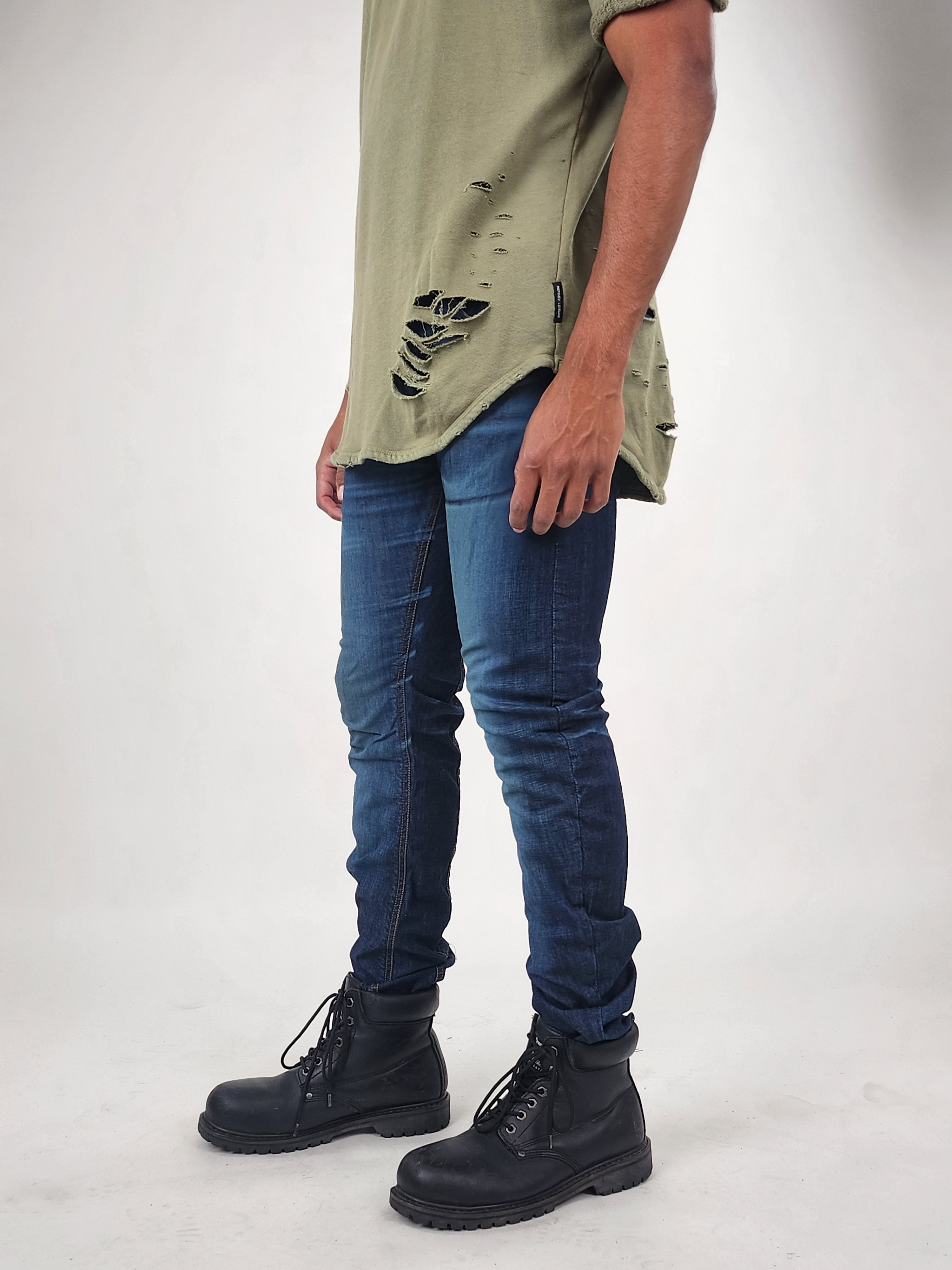 Wholesale,Reesedeluca, Reese De Luca Dark Blue Skinny Leg Stretch Denim Pants, Blue, 32W-34L-TagM