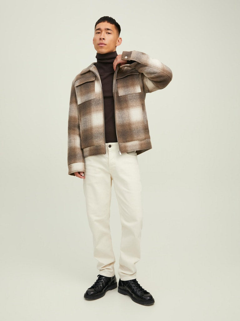 Wholesale,Jack & Jones, Jack & Jones Brown/Cream Plaid Wool Jacket, Brown, Medium-43-TagSMedium-45-TagMLarge-47-TagLExtra Large-49-TagXLExtra Extra Large-53-TagXXL