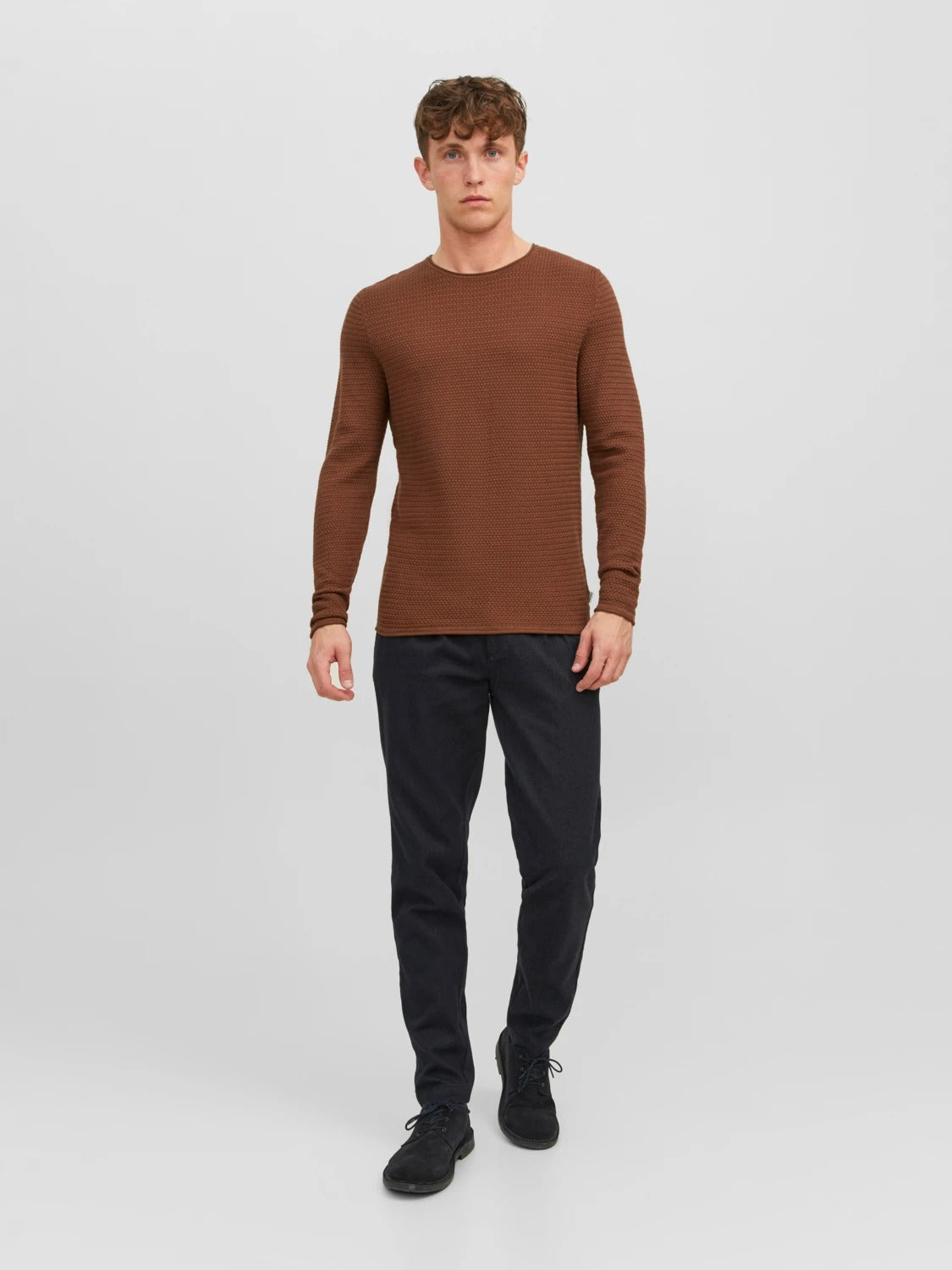 Wholesale,Jack & Jones, Jack & Jones Brown Knit Crew Neck Sweater, Brown, Large-42-TagL