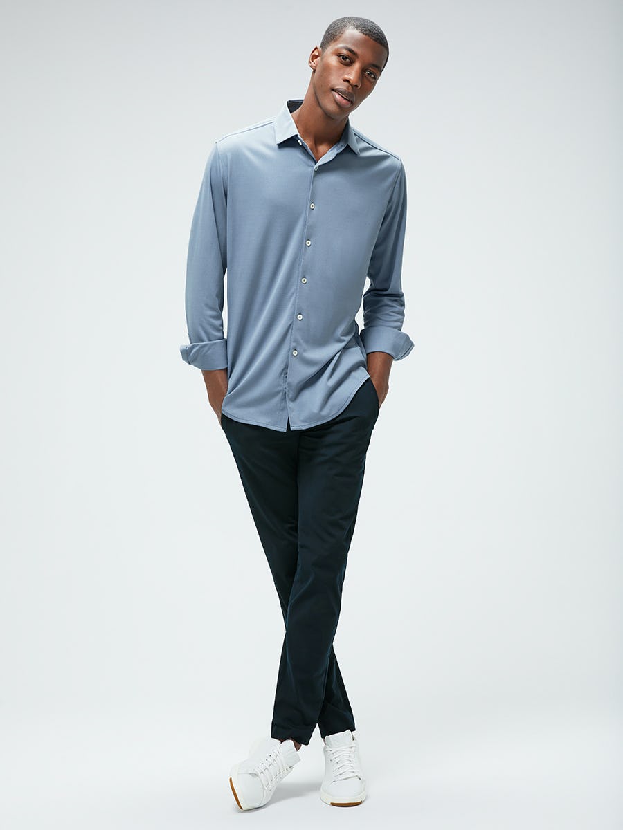 Wholesale,Ministry of Supply, Ministry of Supply Blue Long Sleeve Dress Button Up Shirt, Blue, Small-40-TagS