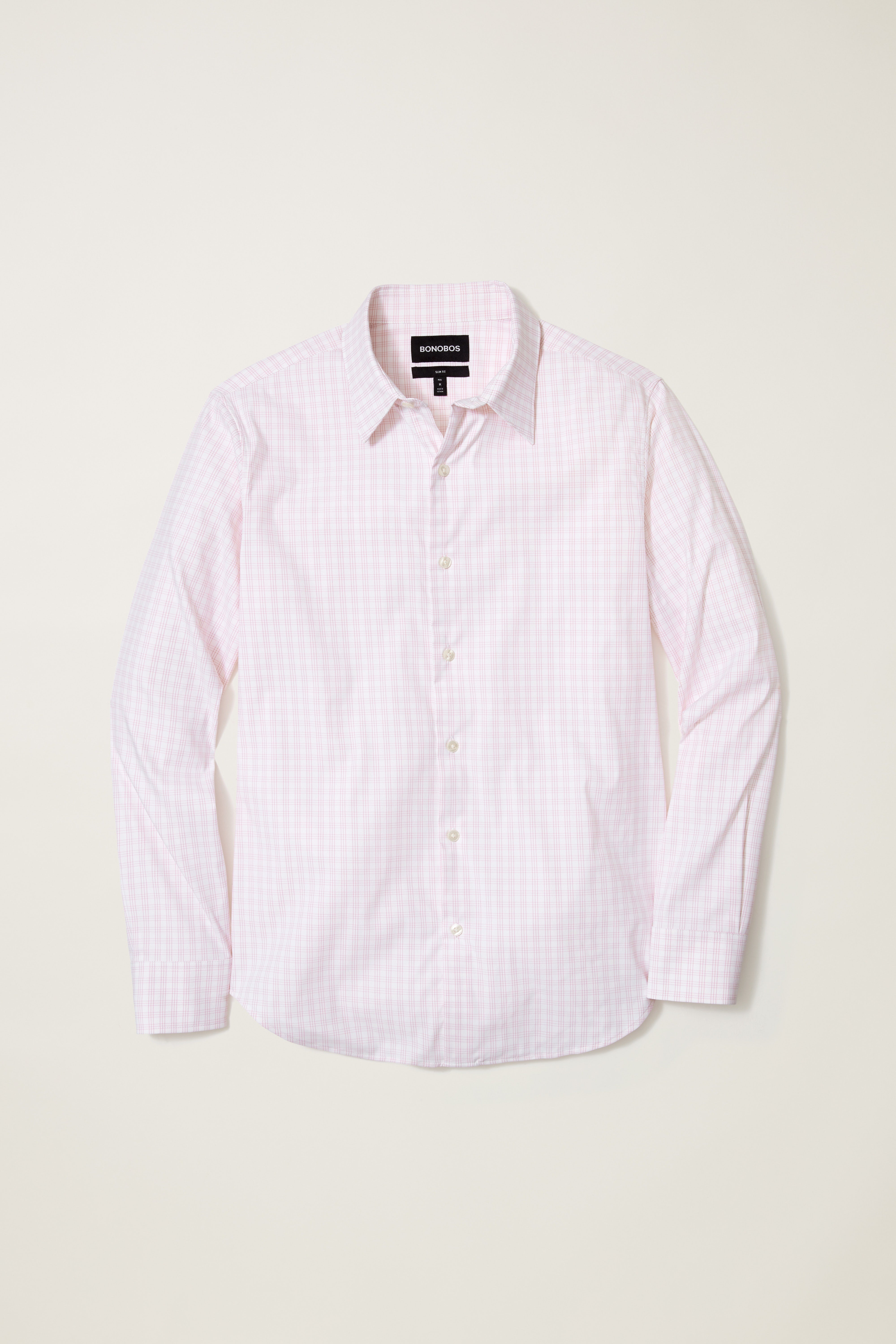 Wholesale,Bonobos, Bonobos Rose Crystal Plaid Slim Button Down Tech Shirt, Pink, Small-40-TagSMedium-42-TagMLarge-45-TagLExtra Large-48-TagXLExtra Extra Large-50-TagXXL