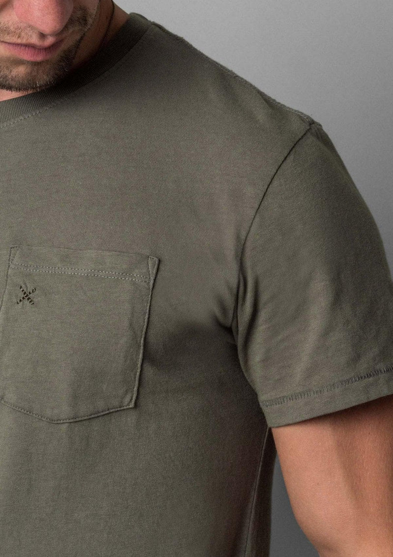 Acapella Military Green X Pocket Curved Hem Tee