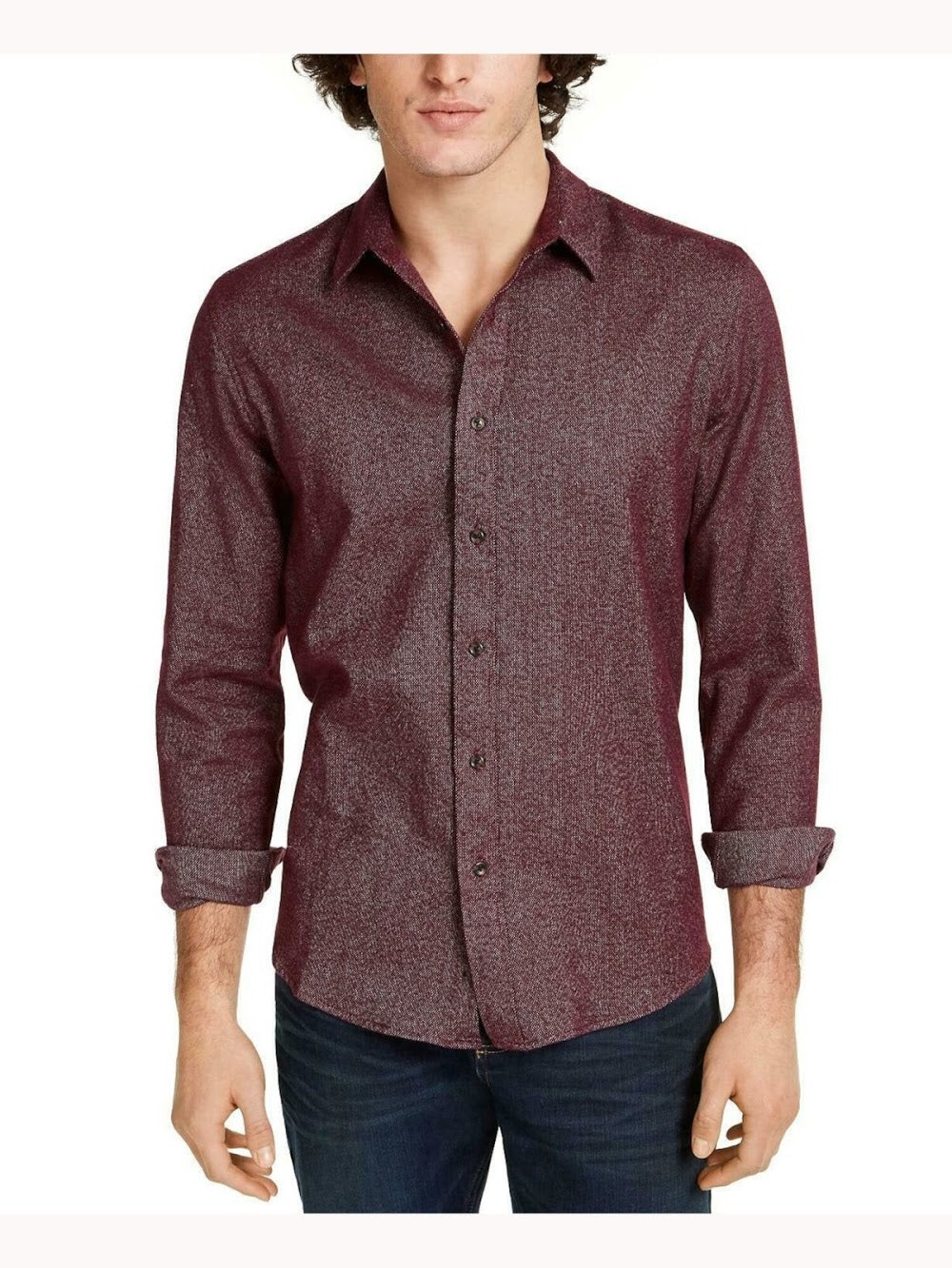 Bobbi + Bricka, American Rag Burgundy Button Up Shirt, Red, Medium-42-TagM