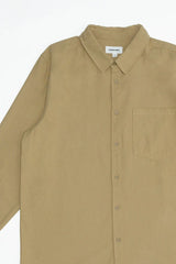 Common Market Tan Twill Long Sleeve Button Up Shirt With Front Chest Pocket